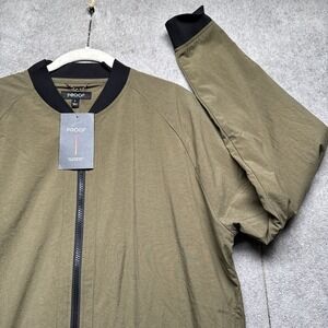 Proof Field Bomber Jacket Men's Large Olive Green Nylon‎ Travel Lightweight